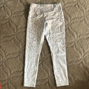 ZYIA White and Gold Speckled Leggings